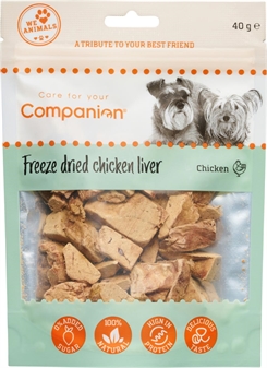 Freeze dried chicken liver- kyllingelever - 40g - Companion - godbid til hunde